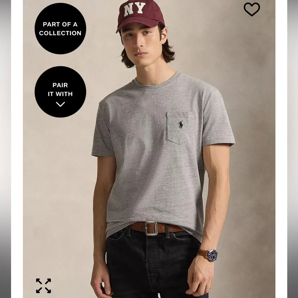 Polo Ralph Lauren Men's Large Gray Classic-Fit Pocket Short Sleeve T-Shirt